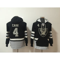 Men's Oakland Raiders #4 Derek Carr Black All Stitched NFL Hoodie Sweatshirt 