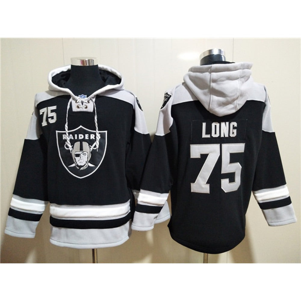 Men's Las Vegas Raiders #75 Howie Long Black Ageless Must-Have Lace-Up Pullover Hoodie 