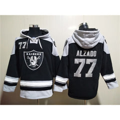 Men's Las Vegas Raiders #77 Lyle Alzado Black Ageless Must-Have Lace-Up Pullover Hoodie 