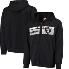 Men's Oakland Raiders Black Majestic Touchback Full-Zip NFL Hoodie 