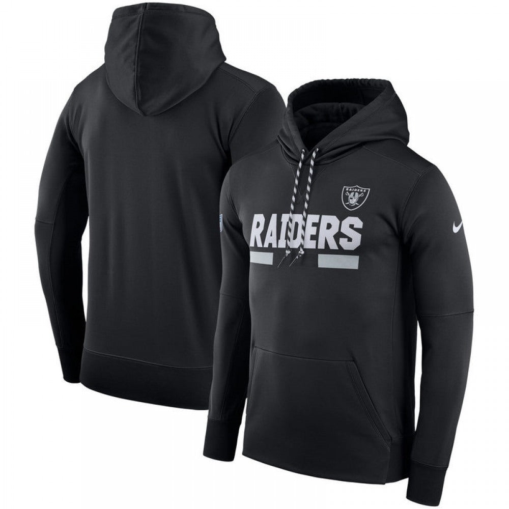 Men's Oakland Raiders Black Sideline Team Name Performance Pullover Hoodie 