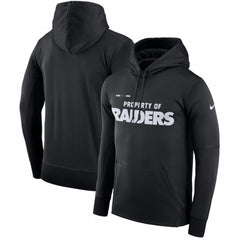 Men's Oakland Raiders Black Sideline Property Of Performance Pullover Hoodie 