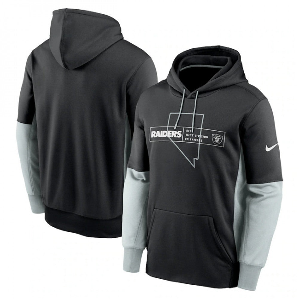 Men's Las Vegas Raiders Black Color Block Fleece Performance Pullover Hoodie 
