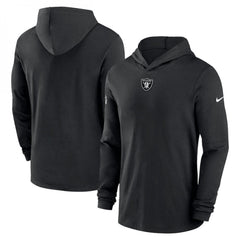 Men's Las Vegas Raiders Black Sideline Performance Long Sleeve Hoodie T-Shirt 