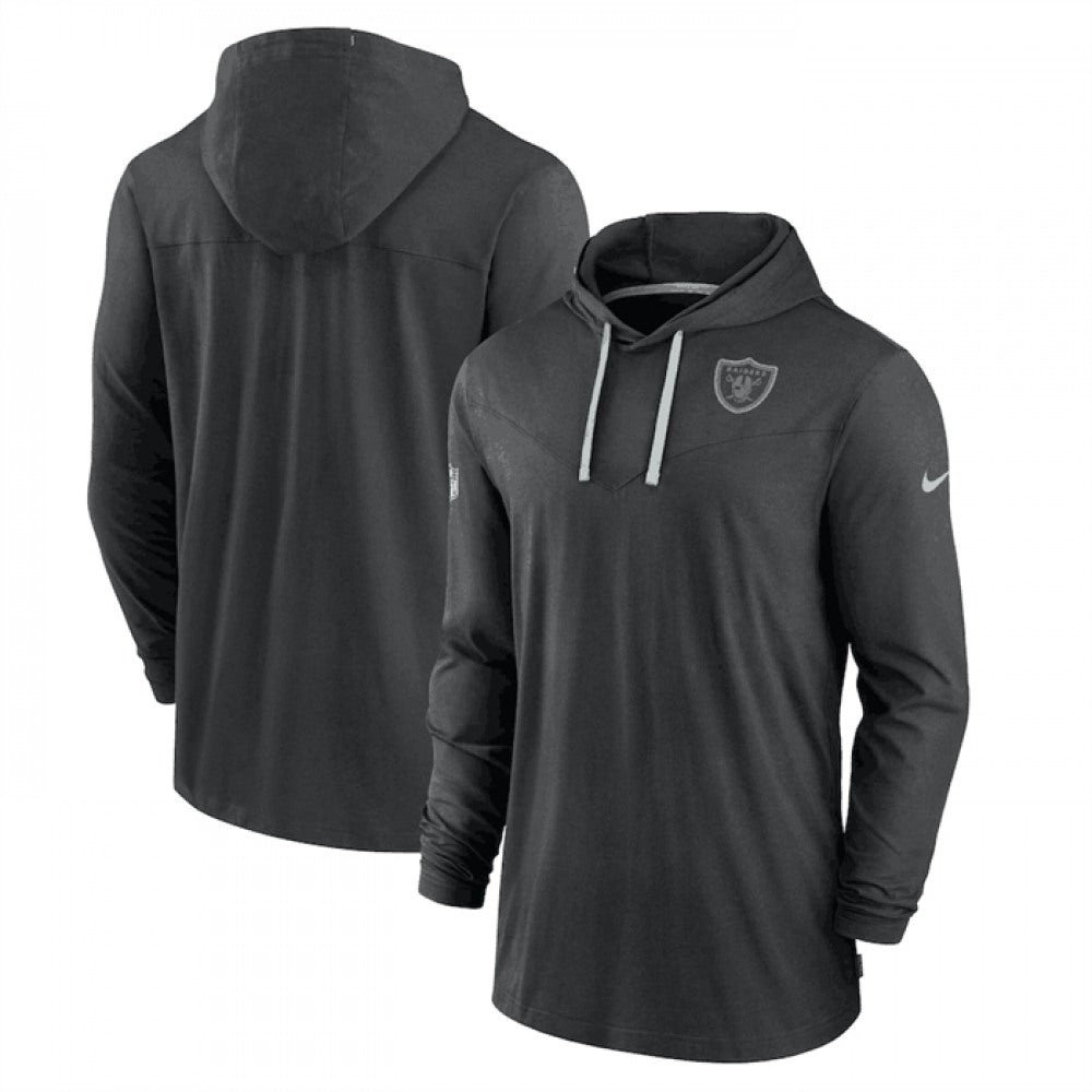 Men's Las Vegas Raiders Black Sideline Pop Performance Pullover Long Sleeve Hoodie T-Shirt 