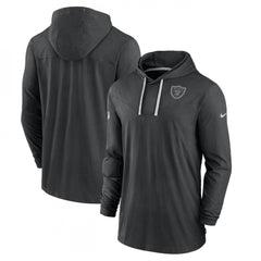 Men's Las Vegas Raiders Black Sideline Pop Performance Pullover Long Sleeve Hoodie T-Shirt 