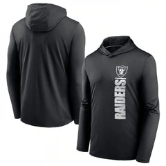 Men's Las Vegas Raiders Black Fan Gear Team Stack Hoodie Performance Long Sleeve T-Shirt 