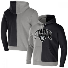 Men's Las Vegas Raiders Black/Grey Split Logo Pullover Hoodie 