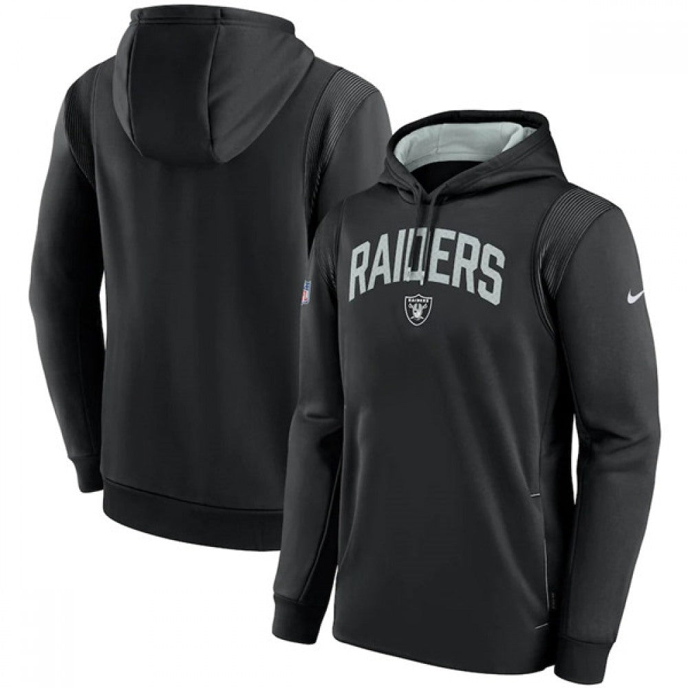 Men's Las Vegas Raiders Black Sideline Stack Performance Pullover Hoodie 002 