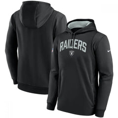 Men's Las Vegas Raiders Black Sideline Stack Performance Pullover Hoodie 002 