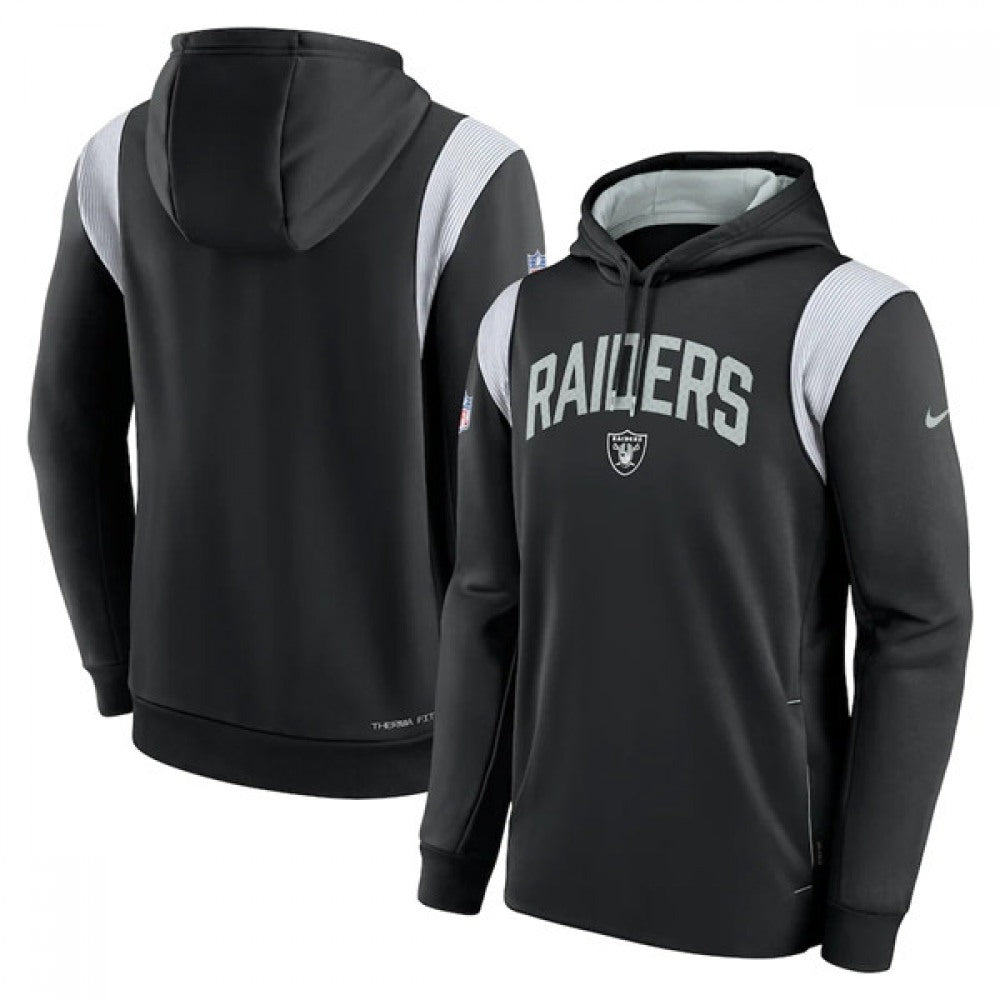 Men's Las Vegas Raiders Black Sideline Stack Performance Pullover Hoodie 001 