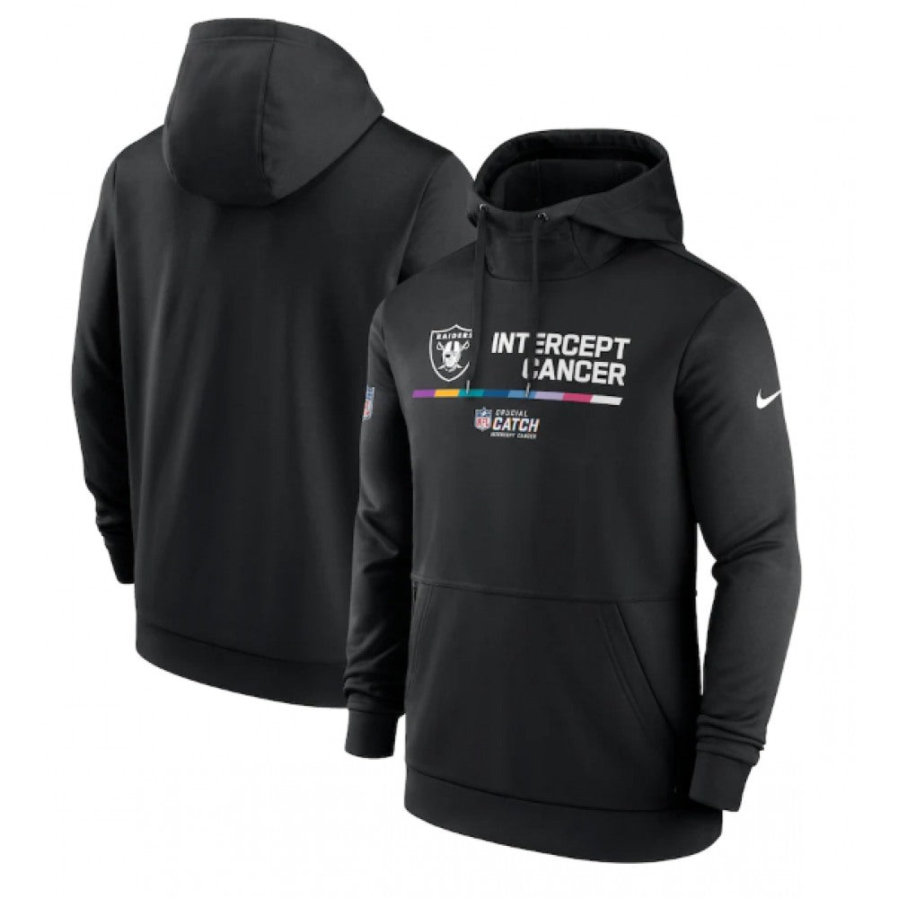 Men's Las Vegas Raiders 2022 Black Crucial Catch Therma Performance Pullover Hoodie 