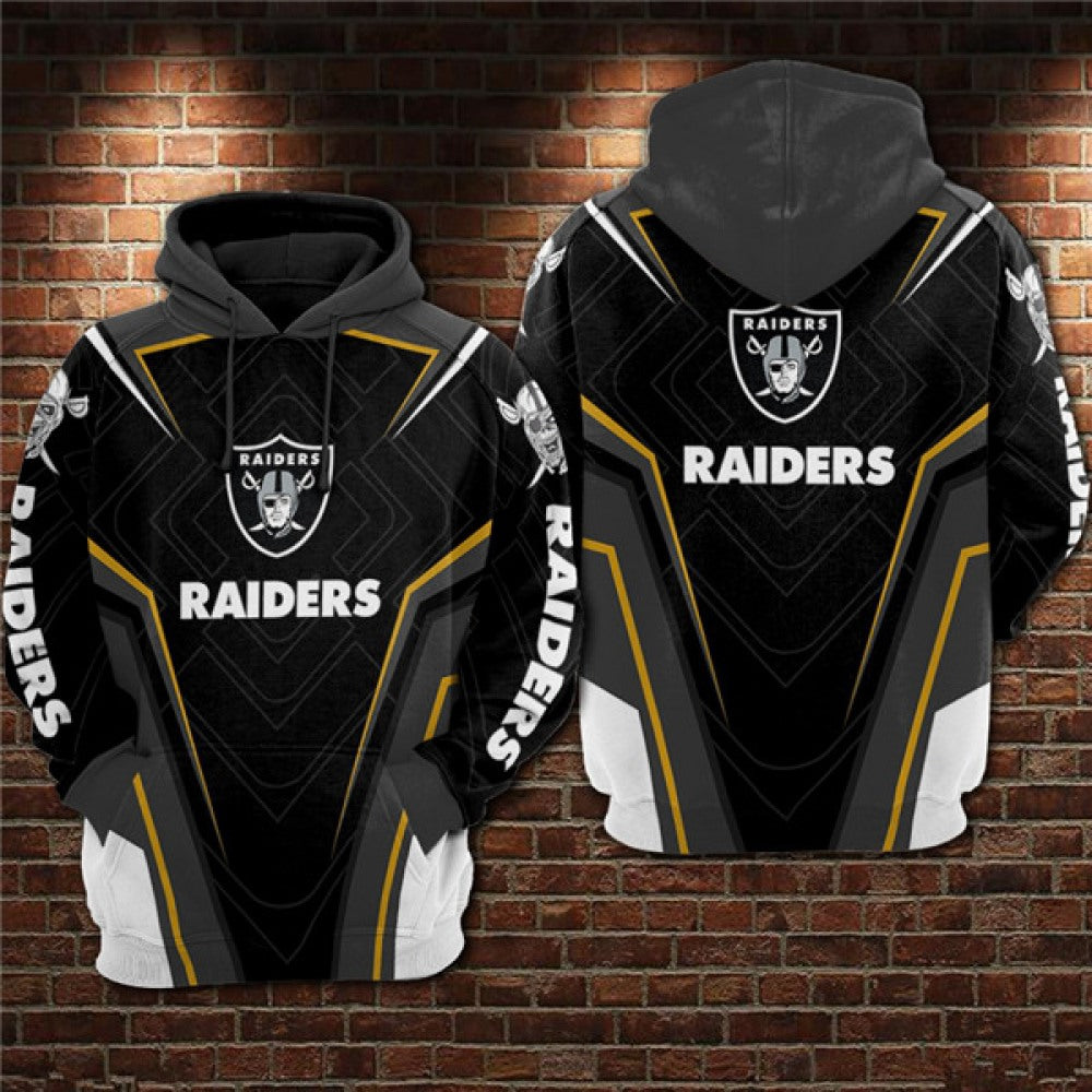 Men's Las Vegas Raiders Black/Grey 3D All Over Print Pullover Hoodie 