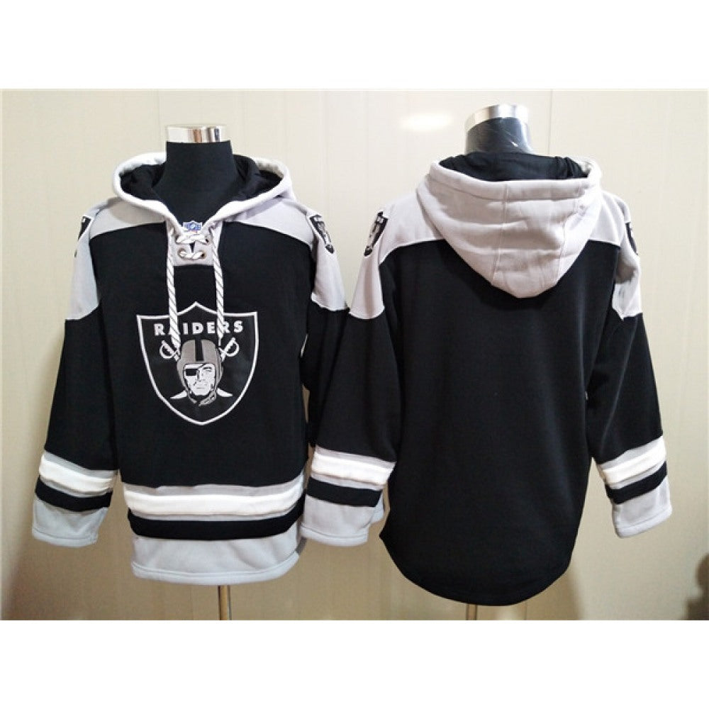 Men's Las Vegas Raiders Blank Black Ageless Must-Have Lace-Up Pullover Hoodie 