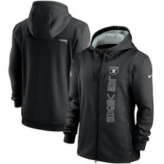 Men's Las Vegas Raiders 2021 Black Sideline Team Performance Full-Zip Hoodie 