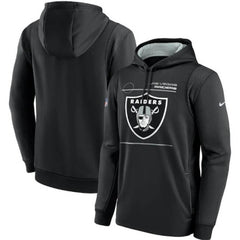Men's Las Vegas Raiders 2021 Black Sideline Logo Performance Pullover Hoodie 