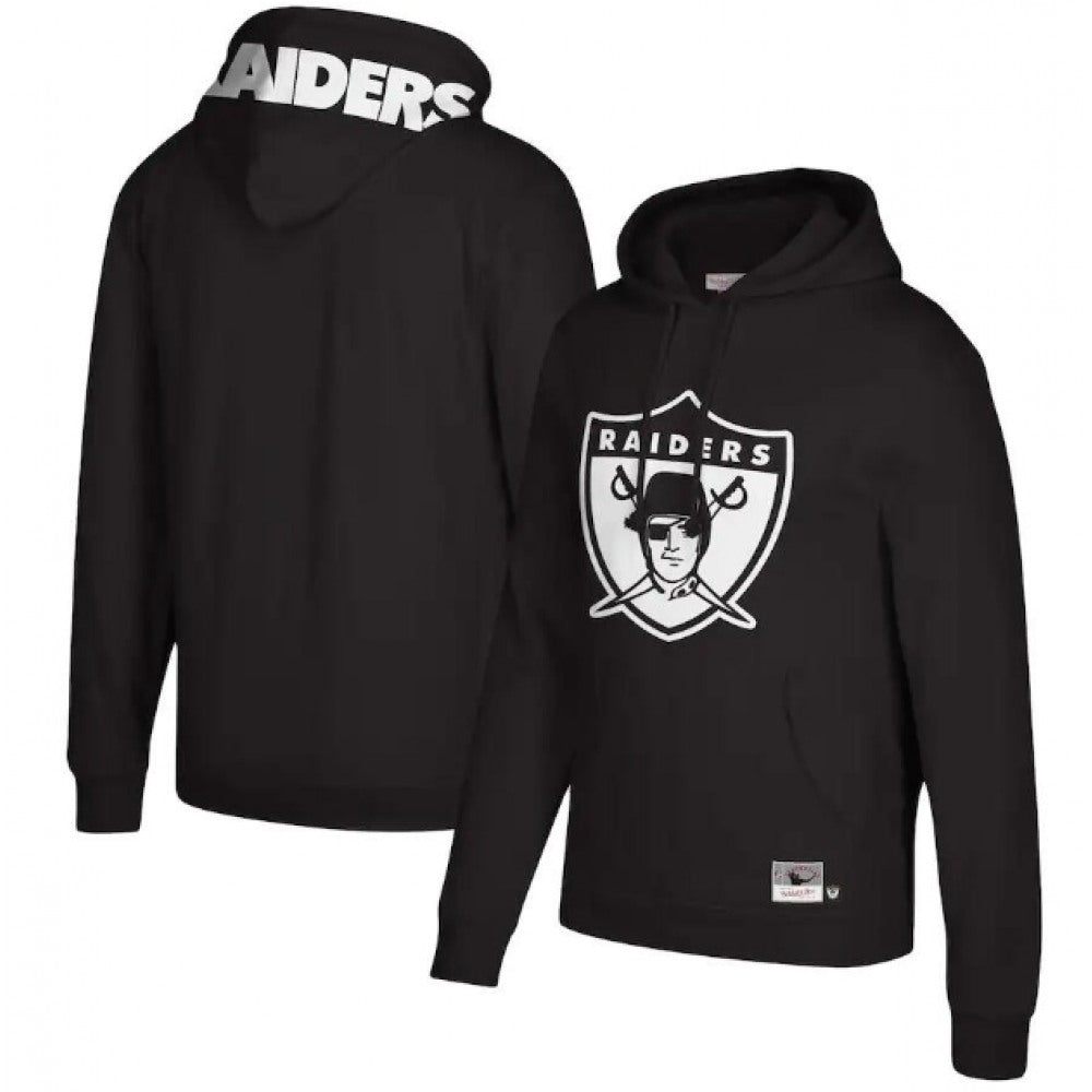 Men's Las Vegas Raiders Black Mitchell & Ness Logo Big Face Pullover Hoodie 