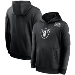 Men's Las Vegas Raiders 2020 Black Crucial Catch Sideline Performance Pullover Hoodie 