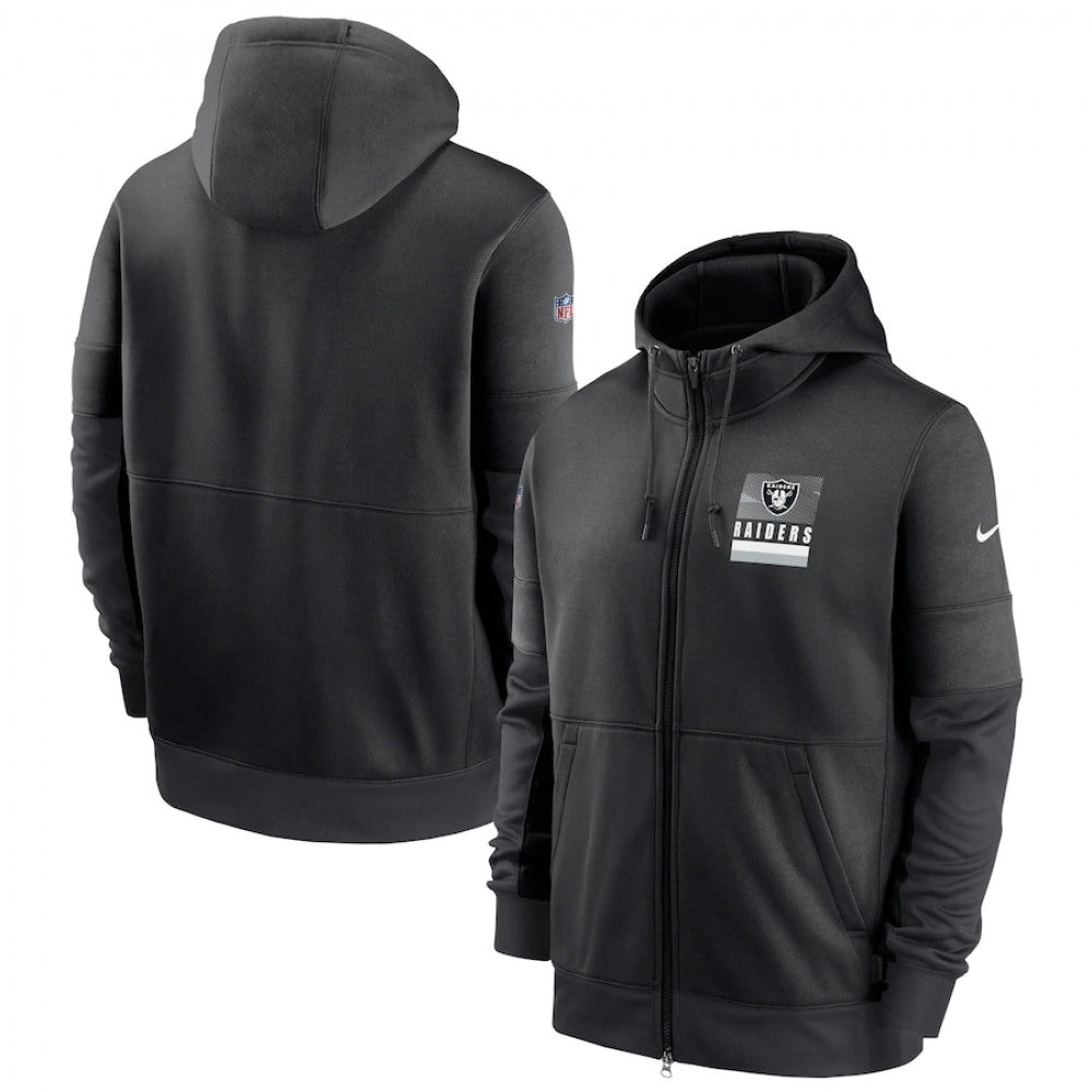 Men's Las Vegas Raiders Black Sideline Impact Lockup Performance Full-Zip Hoodie 