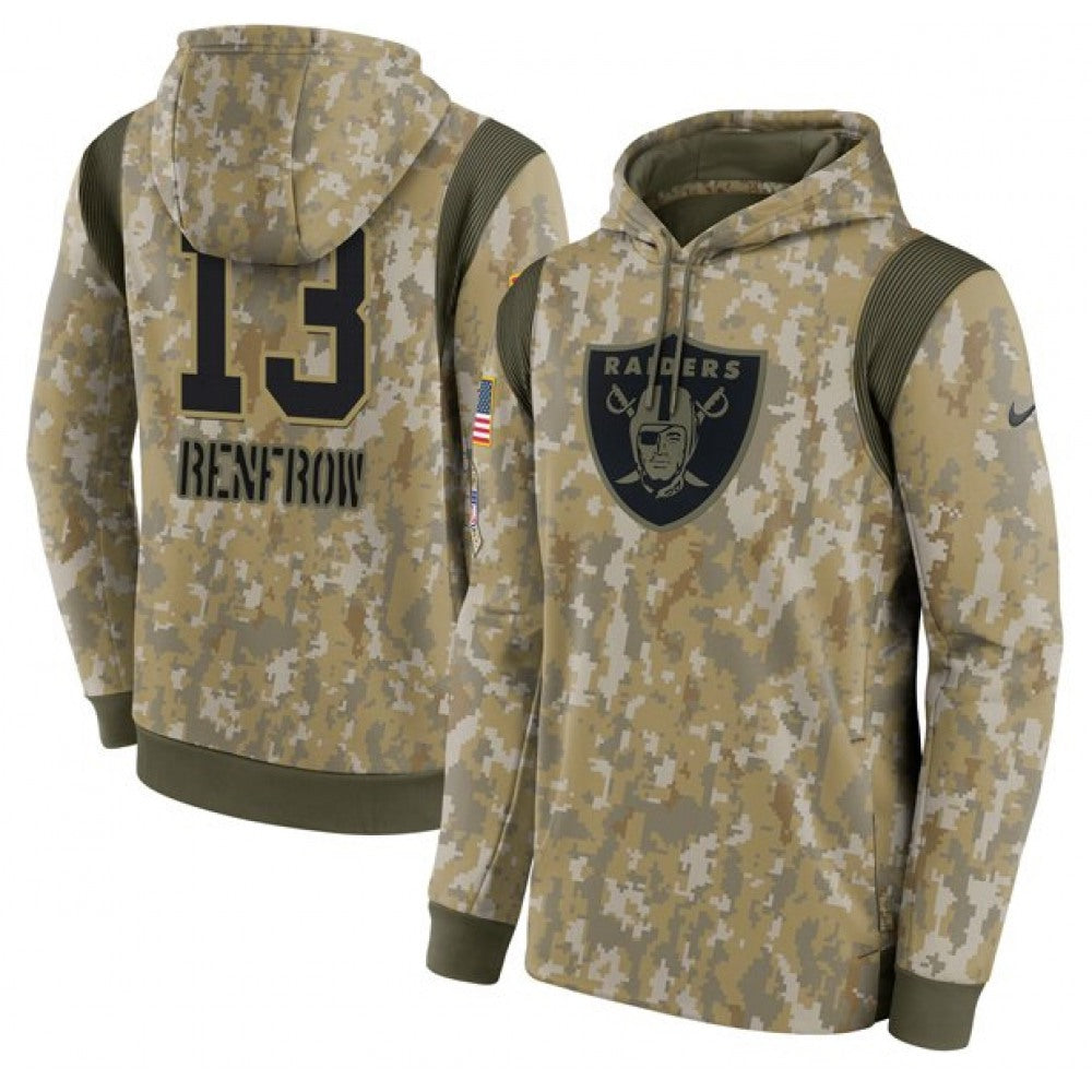 Men's Las Vegas Raiders #13 Hunter Renfrow Camo 2021 Salute To Service Therma Performance Pullover Hoodie 