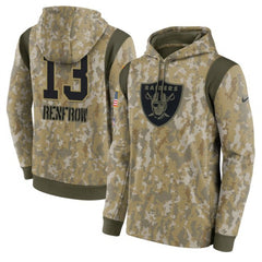 Men's Las Vegas Raiders #13 Hunter Renfrow Camo 2021 Salute To Service Therma Performance Pullover Hoodie 