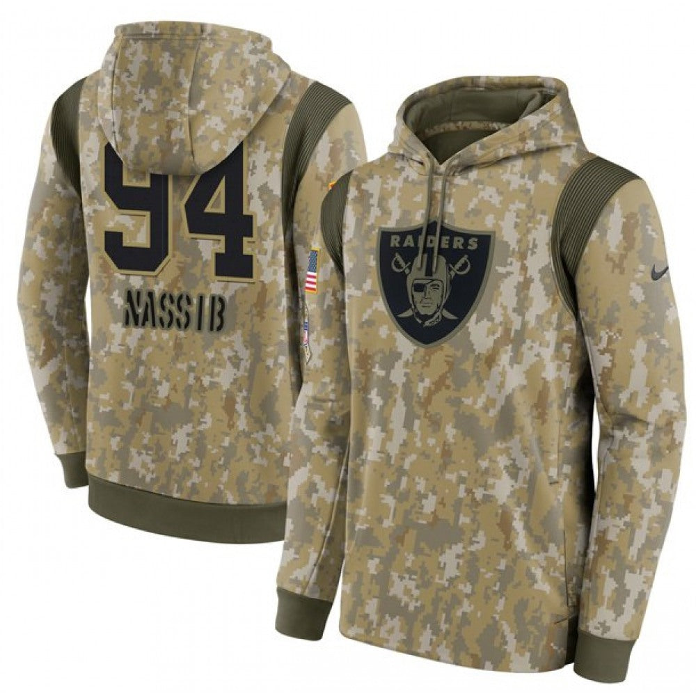 Men's Las Vegas Raiders #94 Carl Nassib Camo 2021 Salute To Service Therma Performance Pullover Hoodie 