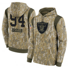 Men's Las Vegas Raiders #94 Carl Nassib Camo 2021 Salute To Service Therma Performance Pullover Hoodie 