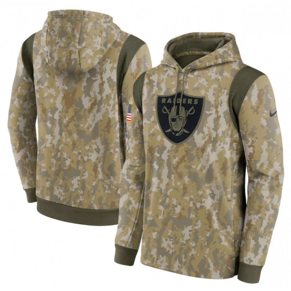 Men's Las Vegas Raiders Camo 2021 Salute To Service Therma Performance Pullover Hoodie 