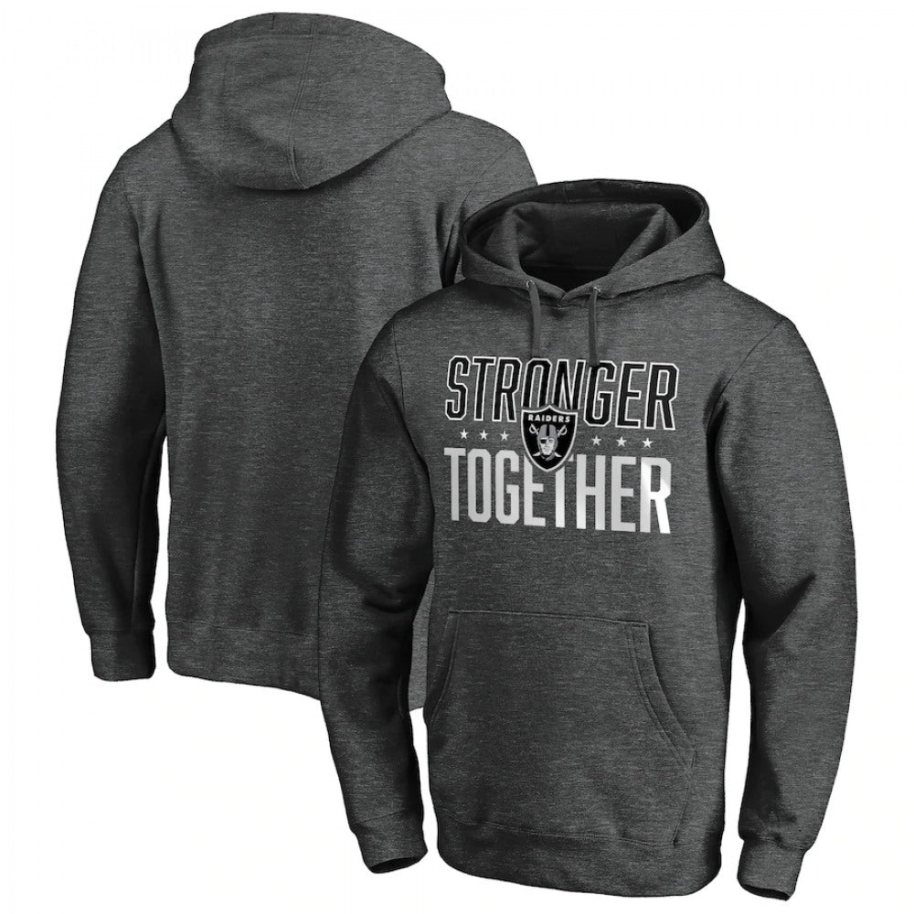 Men's Las Vegas Raiders Heather Charcoal Stronger Together Pullover Hoodie 
