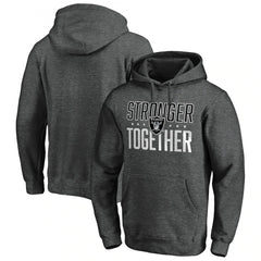 Men's Las Vegas Raiders Heather Charcoal Stronger Together Pullover Hoodie 