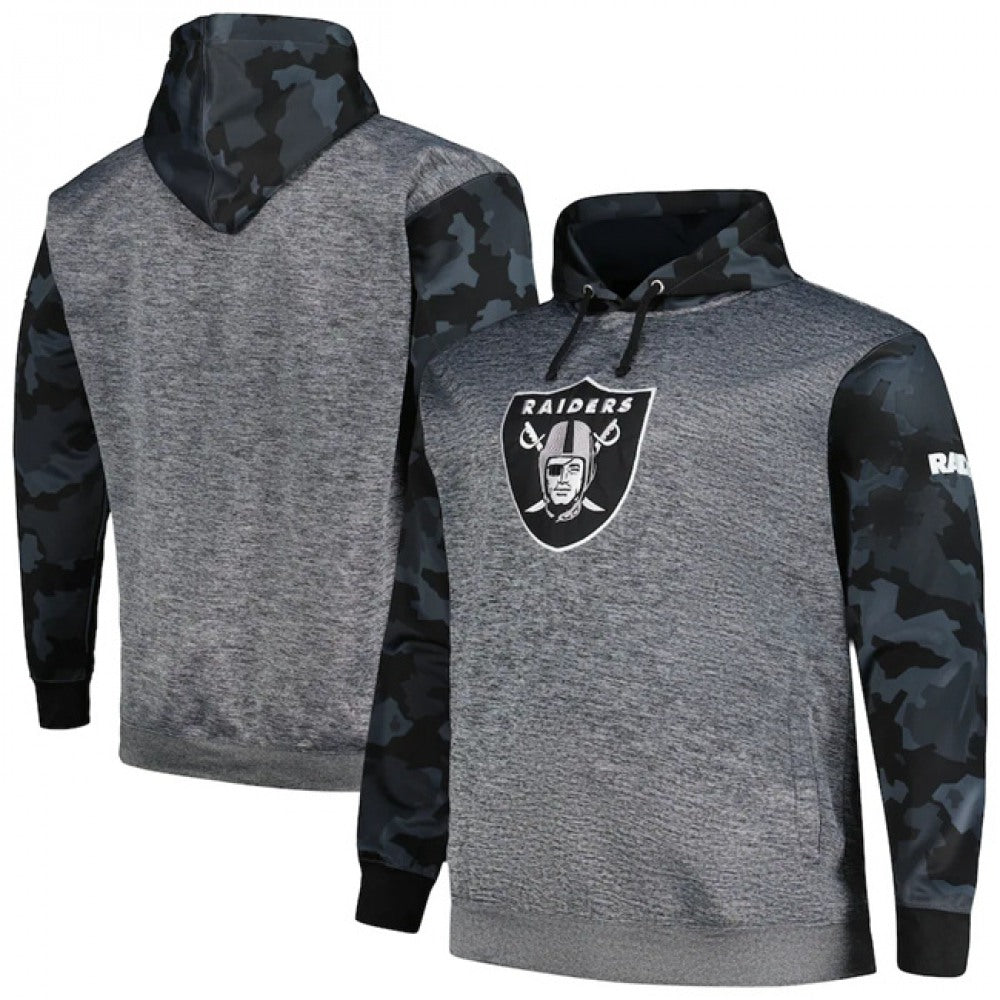 Men's Las Vegas Raiders Heather Charcoal Big & Tall Camo Pullover Hoodie 