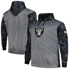 Men's Las Vegas Raiders Heather Charcoal Big & Tall Camo Pullover Hoodie 