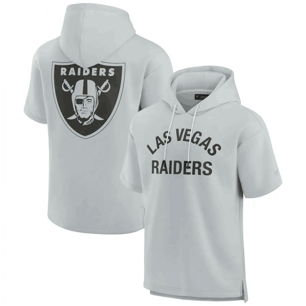 Men's Las Vegas Raiders Gray Super Soft Fleece Short Sleeve Hoodie 