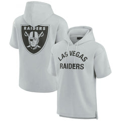 Men's Las Vegas Raiders Gray Super Soft Fleece Short Sleeve Hoodie 