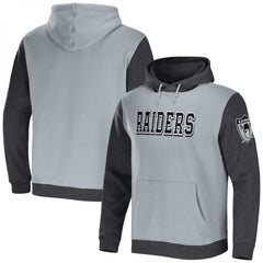 Men's Las Vegas Raiders x Darius Rucker Collection Gray/Charcoal Colorblock Pullover Hoodie 