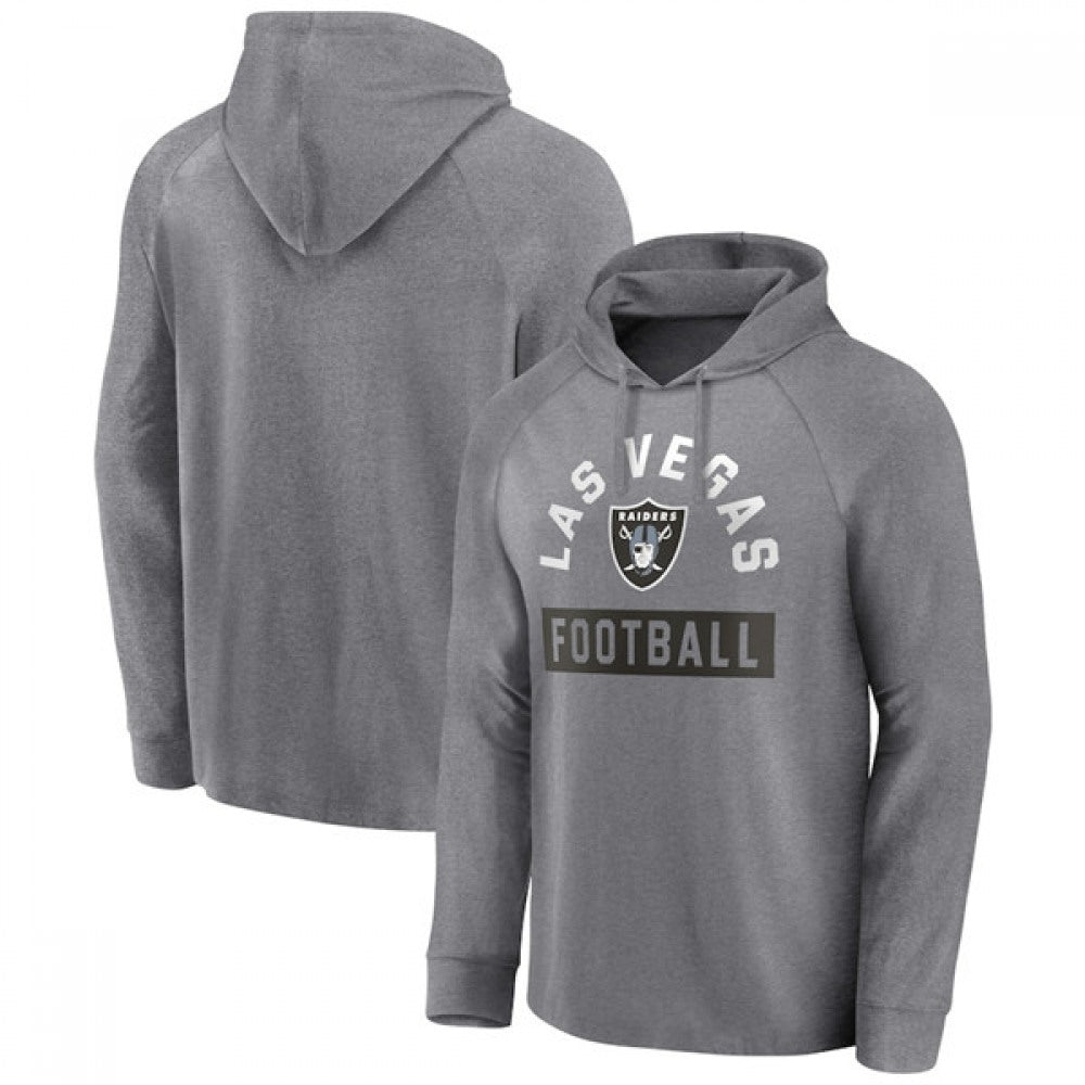 Men's Las Vegas Raiders Heathered Gray No Time Off Raglan Pullover Hoodie 