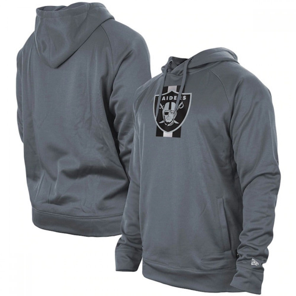 Men's Las Vegas Raiders Gray New Era Training Camp Raglan Pullover Hoodie 