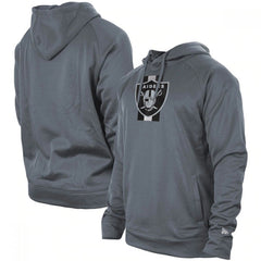 Men's Las Vegas Raiders Gray New Era Training Camp Raglan Pullover Hoodie 