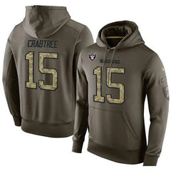 NFL Men's Oakland Raiders #15 Michael Crabtree Stitched Green Olive Salute To Service KO Performance Hoodie 