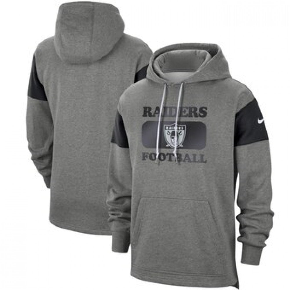 Men's Oakland Raiders 2019 Grey Fan Gear Historic Pullover Hoodie 
