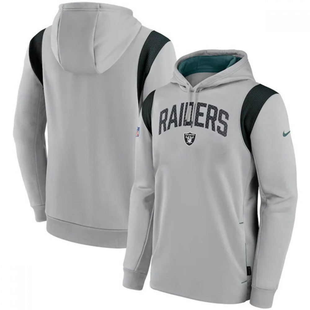 Men's Las Vegas Raiders Grey Sideline Stack Performance Pullover Hoodie 002 