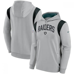 Men's Las Vegas Raiders Grey Sideline Stack Performance Pullover Hoodie 002 
