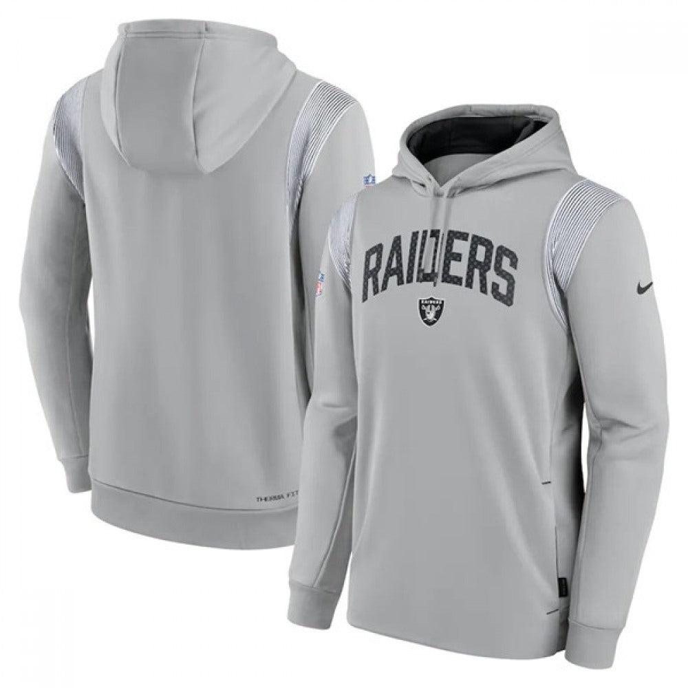 Men's Las Vegas Raiders Grey Sideline Stack Performance Pullover Hoodie 001 