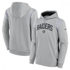 Men's Las Vegas Raiders Grey Sideline Stack Performance Pullover Hoodie 001 
