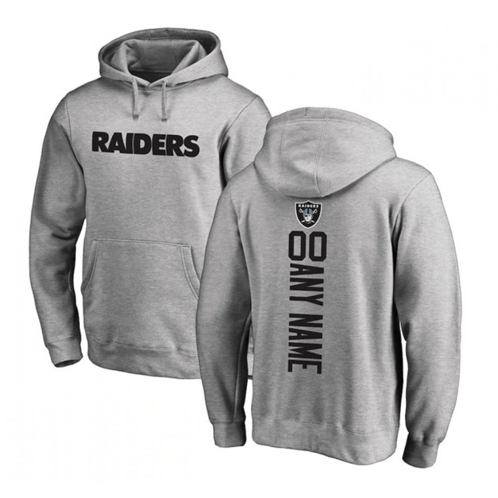 Men's Las Vegas Raiders Customized Grey Pullover NFL Hoodie 