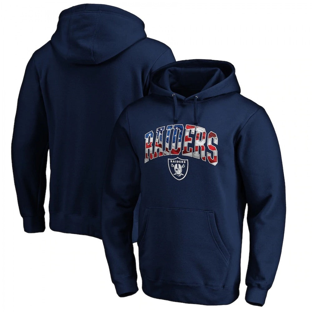 Men's Las Vegas Raiders Navy Banner Wave Pullover Hoodie 