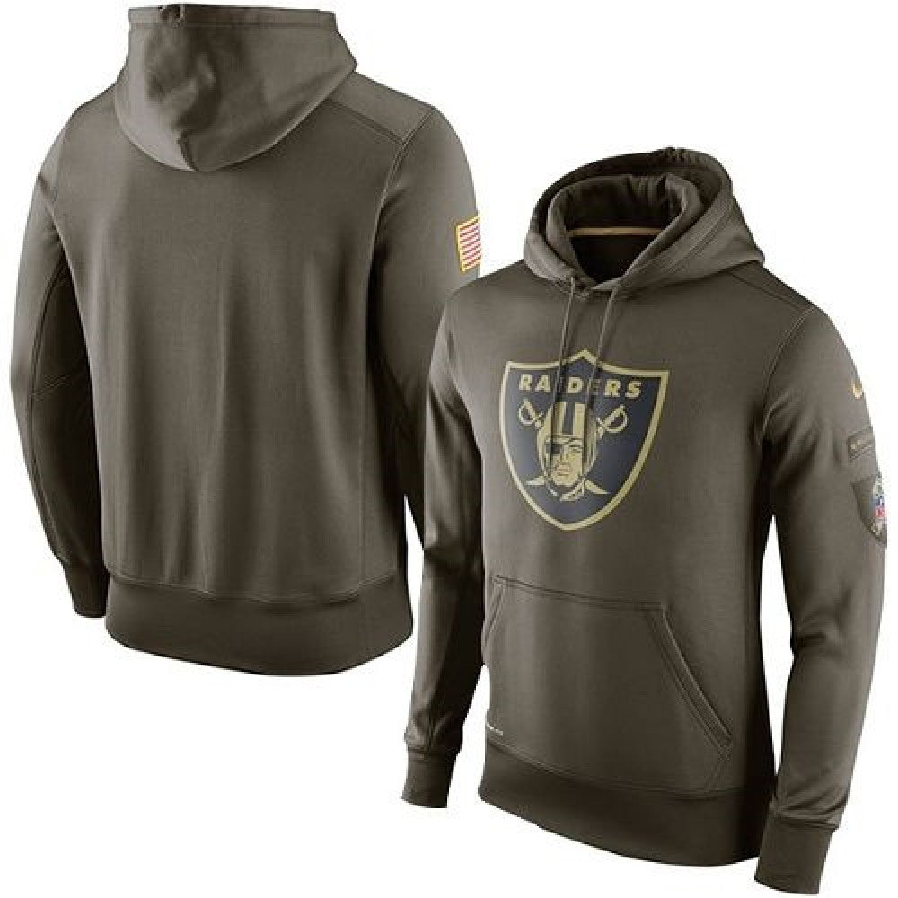 Men's Oakland Raiders Olive Salute To Service KO Performance Hoodie 
