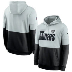 Men's Las Vegas Raiders Silver/Black Sideline Impact Lockup Performance Pullover Hoodie 