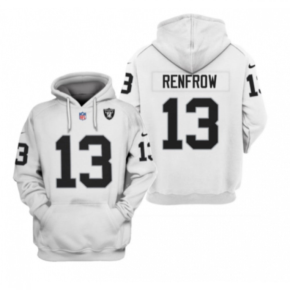 Men's Las Vegas Raiders #13 Hunter Renfrow 2021 White Pullover Hoodie 