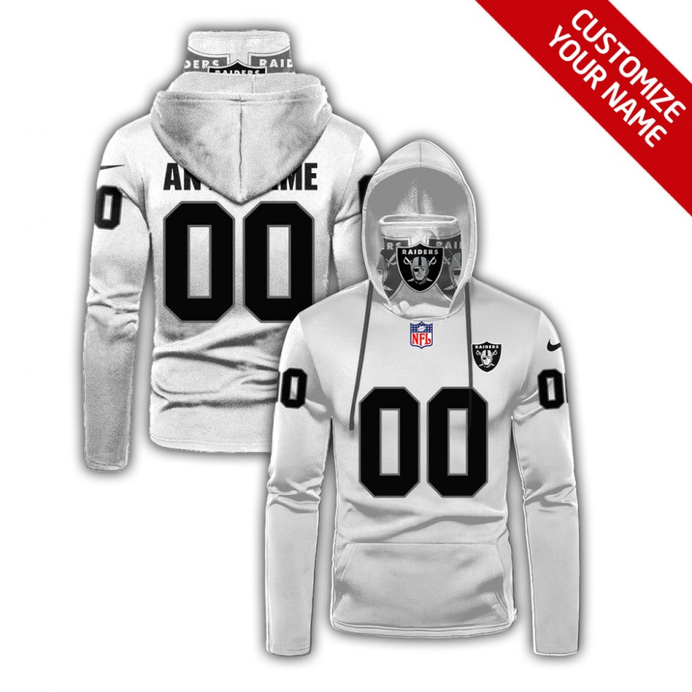 Men's Las Vegas Raiders 2020 White Customize Hoodie Mask 